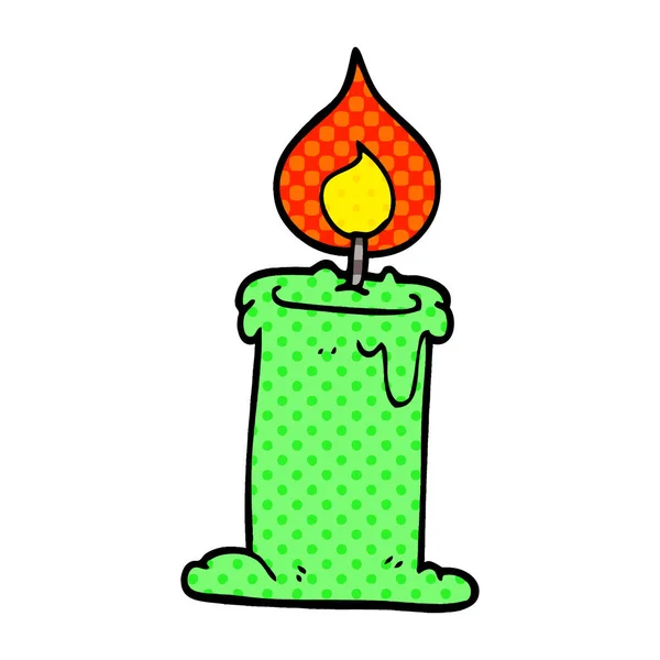 Cartoon Doodle Lit Candle — Stock Vector