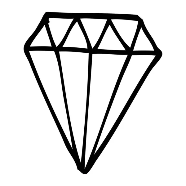 Linea Disegno Fumetto Tatuaggio Diamante — Vettoriale Stock