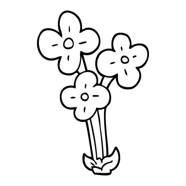 Linienzeichnung Cartoon Blumenstrauß — Stockvektor