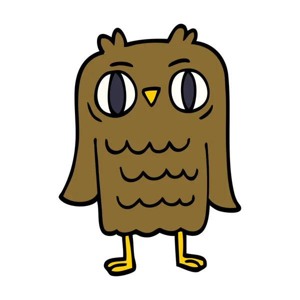 Dessin Animé Doodle Hibou Sur Blanc — Image vectorielle