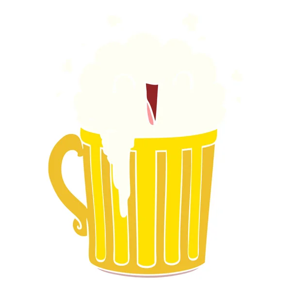 快乐平彩风格动画片杯啤酒 — 图库矢量图片