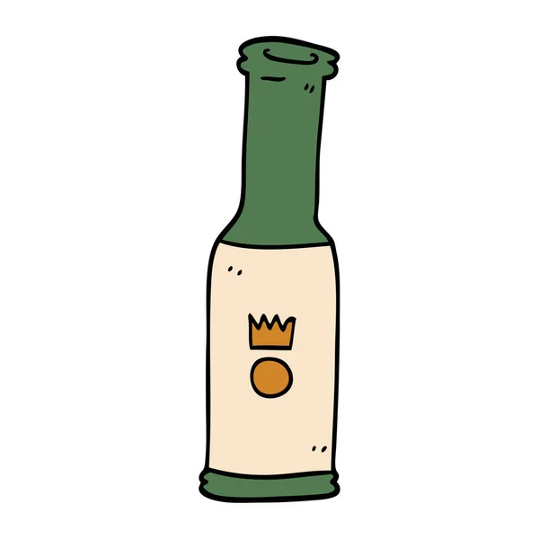 Bouteille Bière Doodle Dessin Animé — Image vectorielle