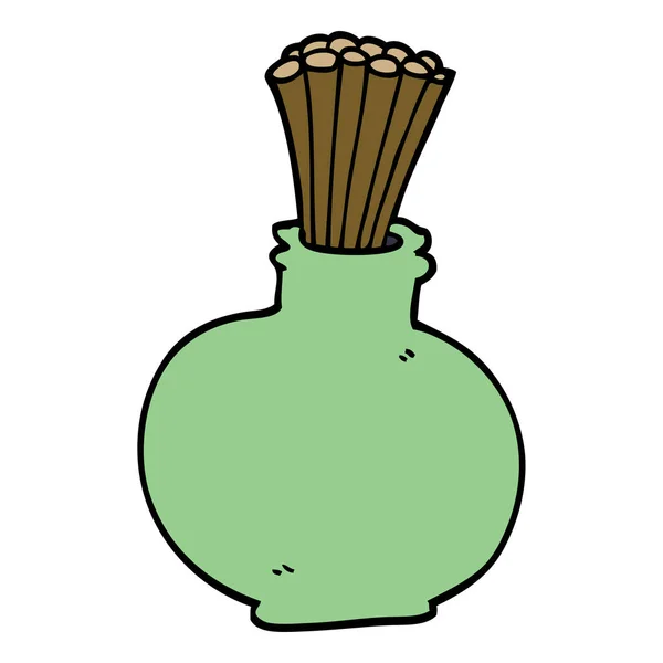 Cartoon Doodle Reeds Vase — Stock Vector