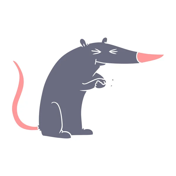 Flat Color Style Cartoon Sneaky Rat — Stock Vector