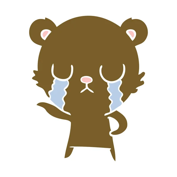 哭泣的扁平颜色风格动画片熊 — 图库矢量图片