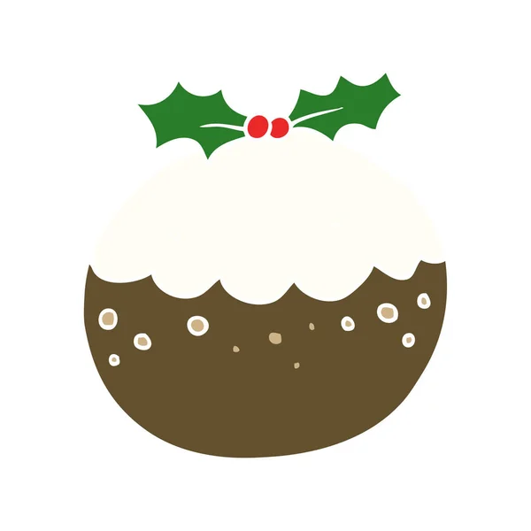 Flat Color Style Cartoon Christmas Pudding — Stock Vector