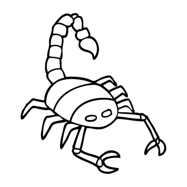 Линия Рисования Карикатуры Скорпиона — стоковый вектор