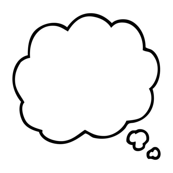 Line Drawing Cartoon Thought Cloud — Stock Vector