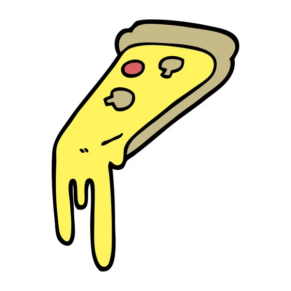Rebanada Pizza Dibujos Animados Estilo Garabato Dibujado Mano — Vector de stock