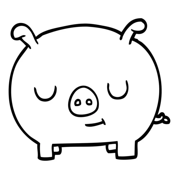 Dessin Ligne Dessin Animé Cochon Heureux — Image vectorielle