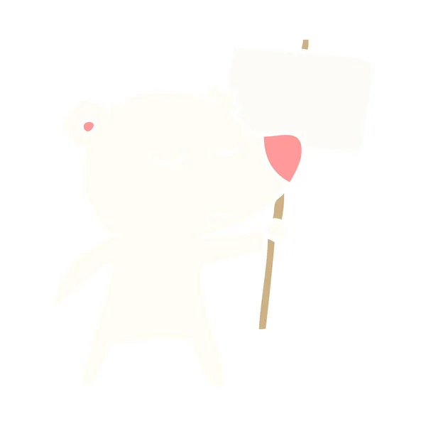 愉快的扁平色风格卡通北极熊与标志 — 图库矢量图片