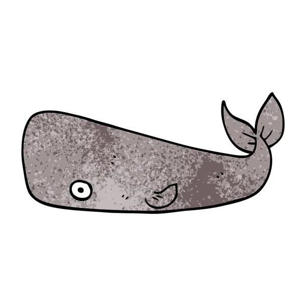 白い漫画落書きクジラ — ストックベクタ