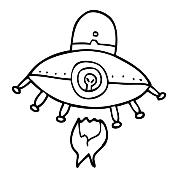 線画漫画エイリアンの宇宙船 — ストックベクタ