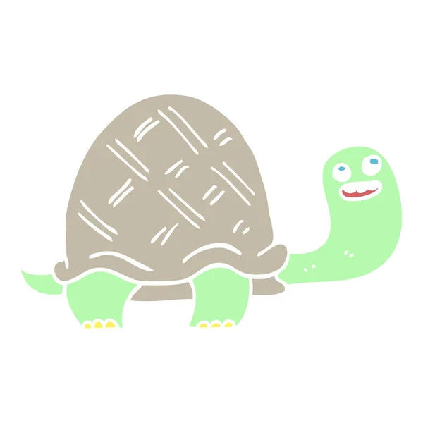 Płaski Kolor Ilustracja Kreskówka Szczęśliwy Żółwia — Wektor stockowy