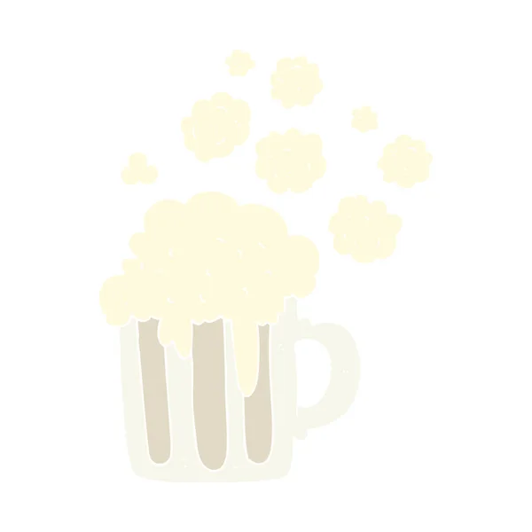 Flat Color Illustration Foamy Beer — Stock Vector
