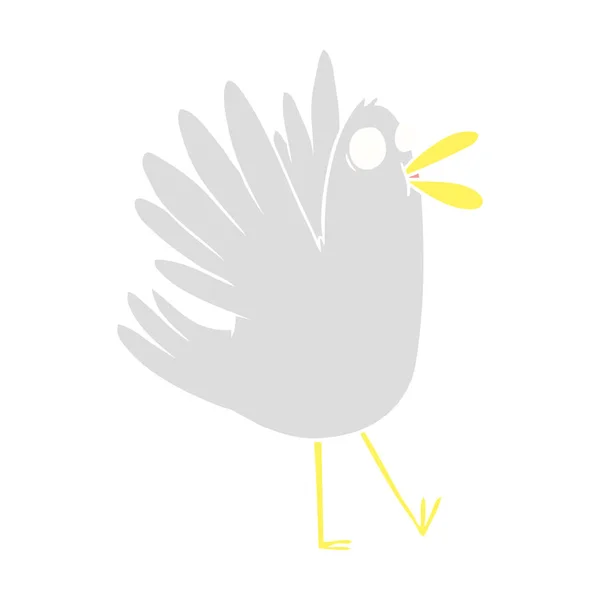 Plano Color Estilo Dibujos Animados Pájaro Graznido — Vector de stock