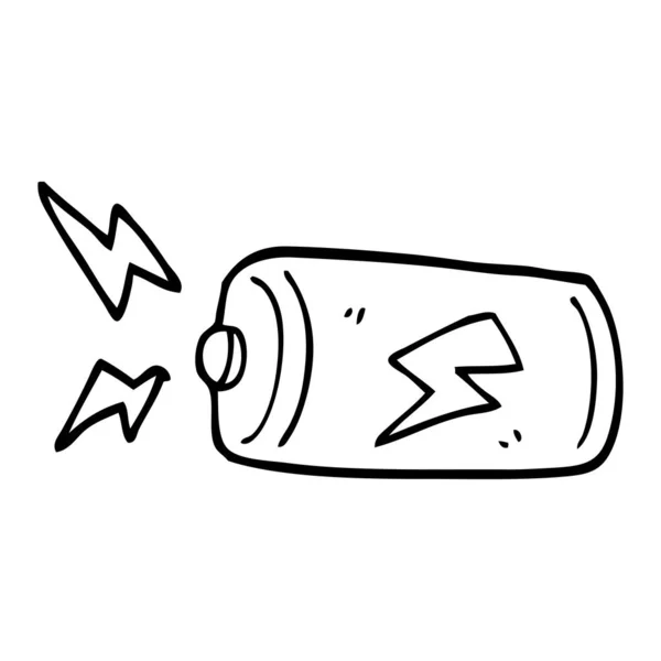 Lijntekening Cartoon Batterij — Stockvector