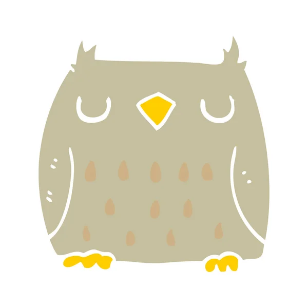 Cute Flat Color Style Cartoon Owl — Stock Vector