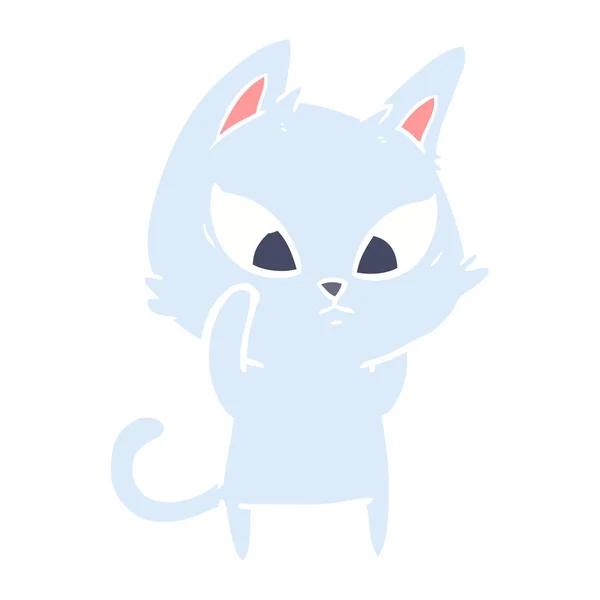 Couleur Plate Confuse Style Dessin Animé Chat — Image vectorielle