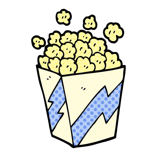 Cartoon Doodle Popcorn Bianco — Vettoriale Stock