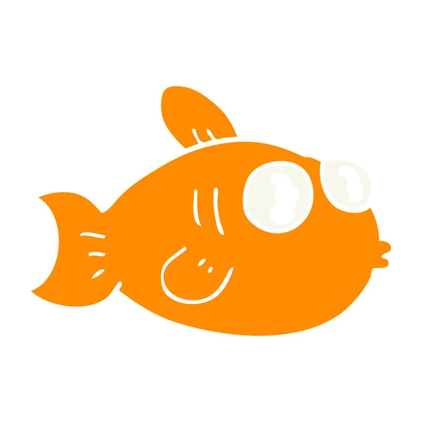Piatto Pesce Cartone Animato Stile Colore — Vettoriale Stock