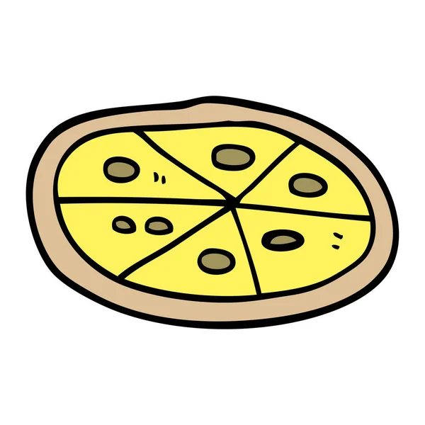 Pizza Doodle Kreskówka Białym Tle — Wektor stockowy