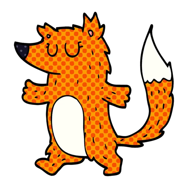 Divertente Cartone Animato Doodle Fox — Vettoriale Stock