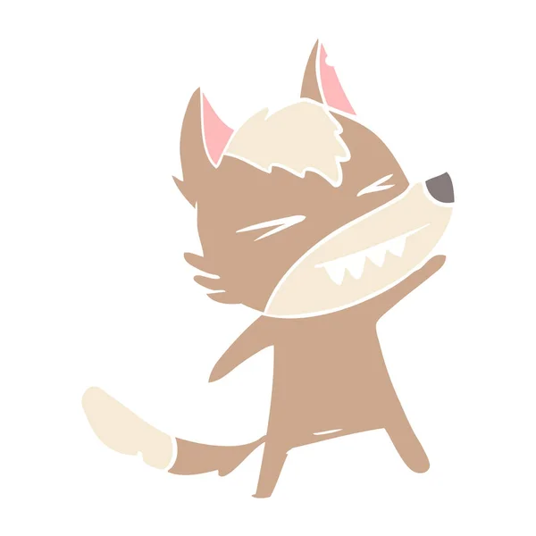 愤怒的狼平板颜色风格动画片 — 图库矢量图片