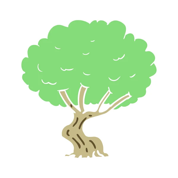 Platt Färg Stil Tecknad Träd — Stock vektor
