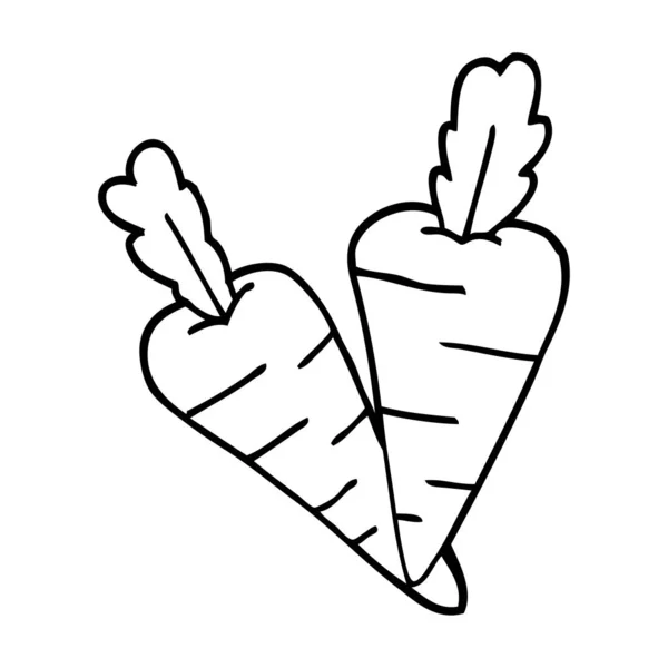 Linienzeichnung Cartoon Karotten — Stockvektor