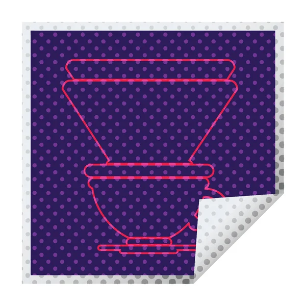 Koffie Filter Cup Plein Peeling Sticker — Stockvector
