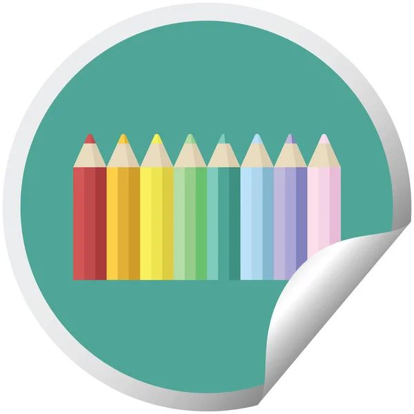 Crayons Couleur Illustration Vectorielle Graphique Autocollant Circulaire — Image vectorielle