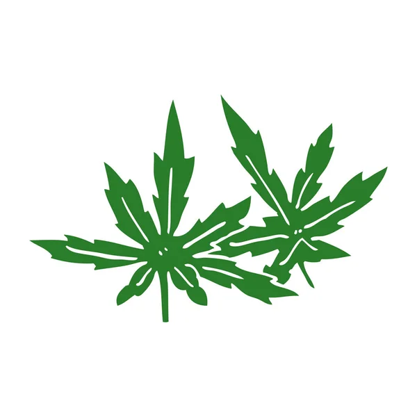 Dessin Animé Doodle Feuilles Marijuana — Image vectorielle