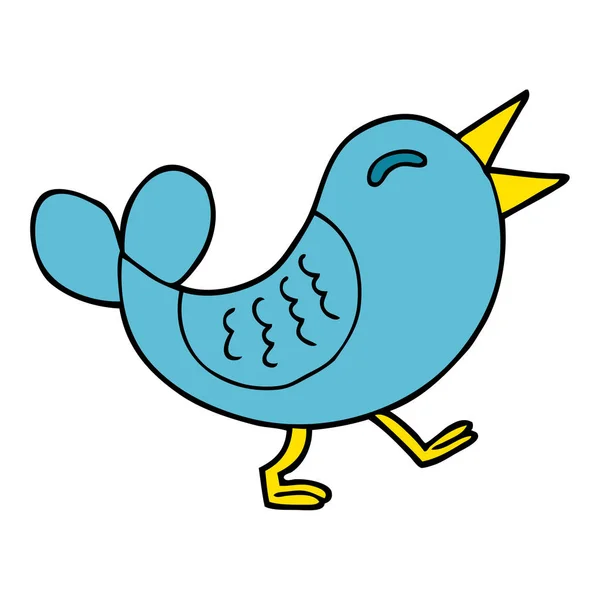 Cartoon Doodle Bluebird White — Stock Vector