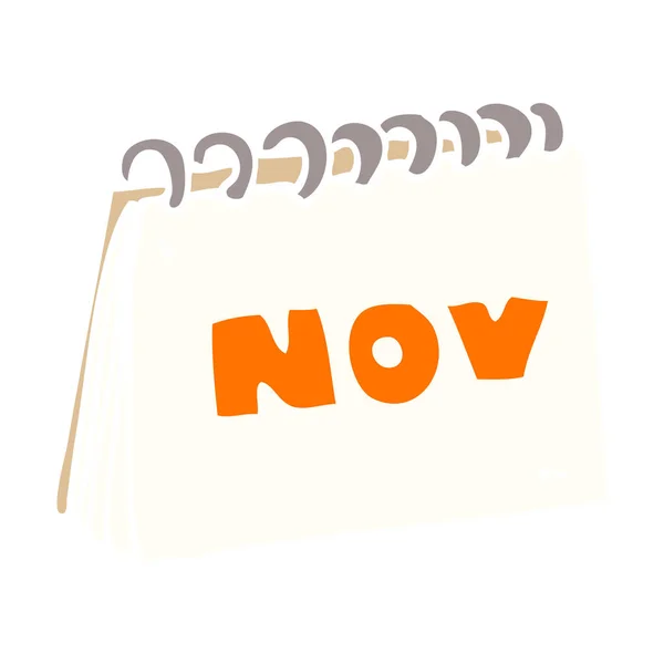 Cartoon Doodle Kalender Visar November Månad — Stock vektor