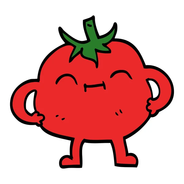 Dessin Animé Gribouille Tomate Heureuse — Image vectorielle