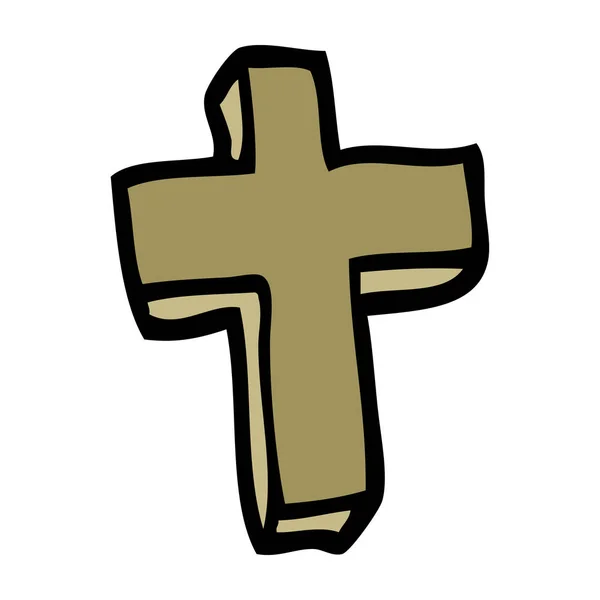 Kreskówka Doodle Drewniany Krzyż — Wektor stockowy