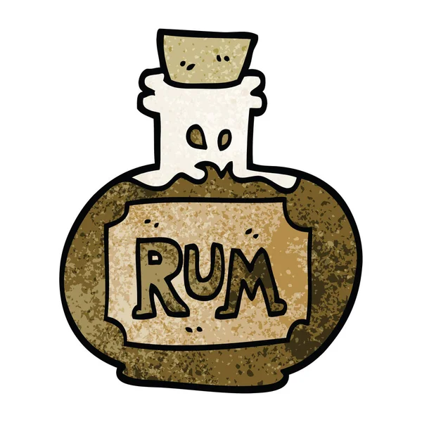 Desenho Animado Doodle Garrafa Velha Rum — Vetor de Stock