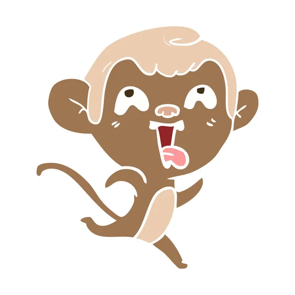 Τρελό Επίπεδη Χρώμα Στυλ Κινουμένων Σχεδίων Μαϊμού — Διανυσματικό Αρχείο