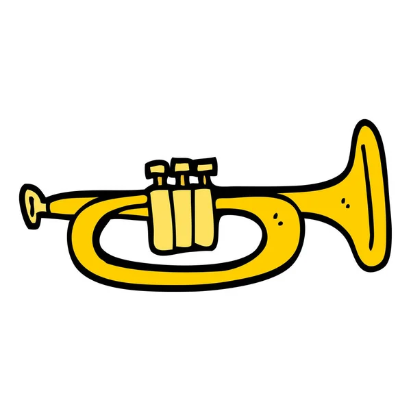 Hand Drawn Doodle Style Cartoon Trumpet — Stock Vector