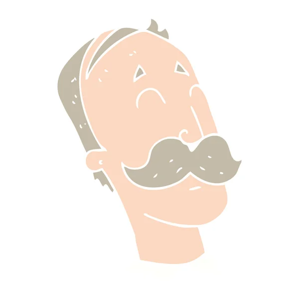 Ilustracja Kolor Płaskie Starzenia Się Mężczyzna Wąsem — Wektor stockowy