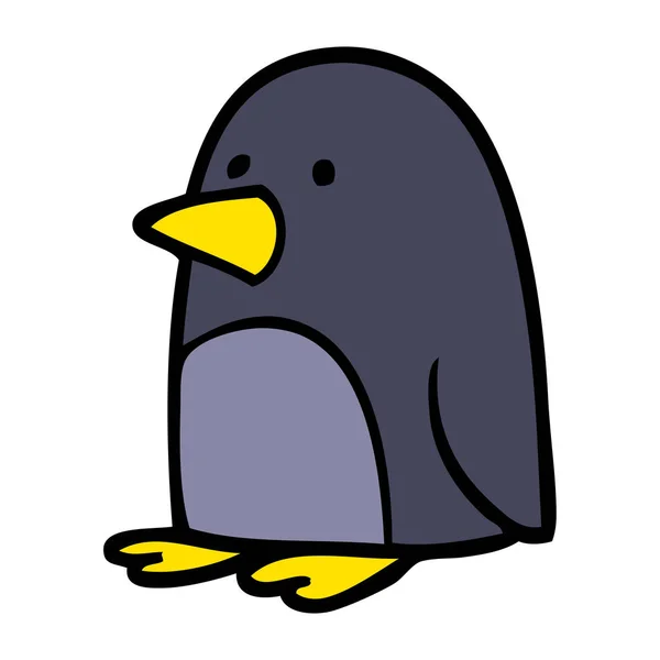 Doodle Yılbaşı Penguen Karikatür — Stok Vektör