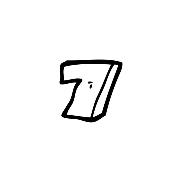 Lijntekening Cartoon Nummer Zeven — Stockvector