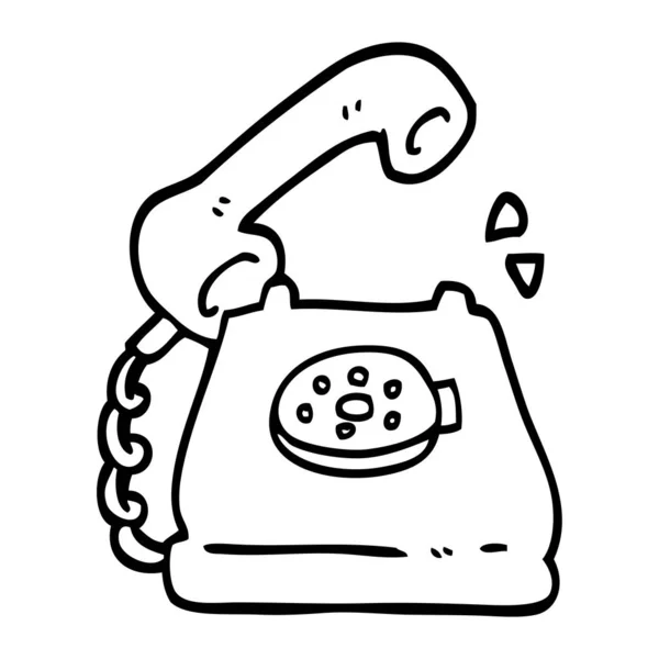 Teléfono Dibujos Animados Blanco Negro Sonando — Archivo Imágenes Vectoriales