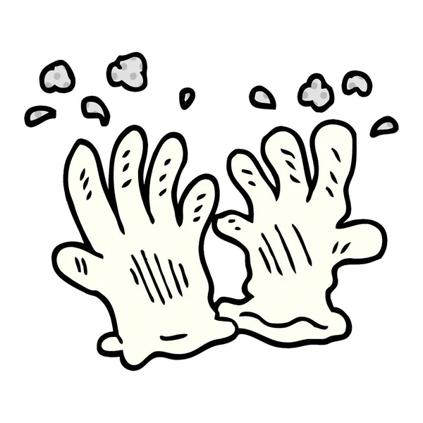 Guantes Estériles Garabato Dibujos Animados — Vector de stock