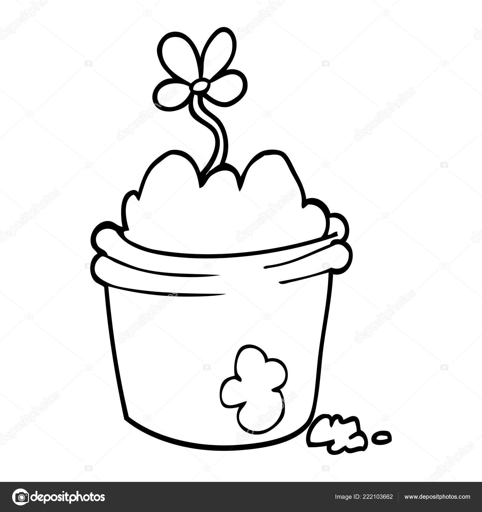 Line Drawing Cartoon Flower Pot Stock Vector Image by ©lineartestpilot
