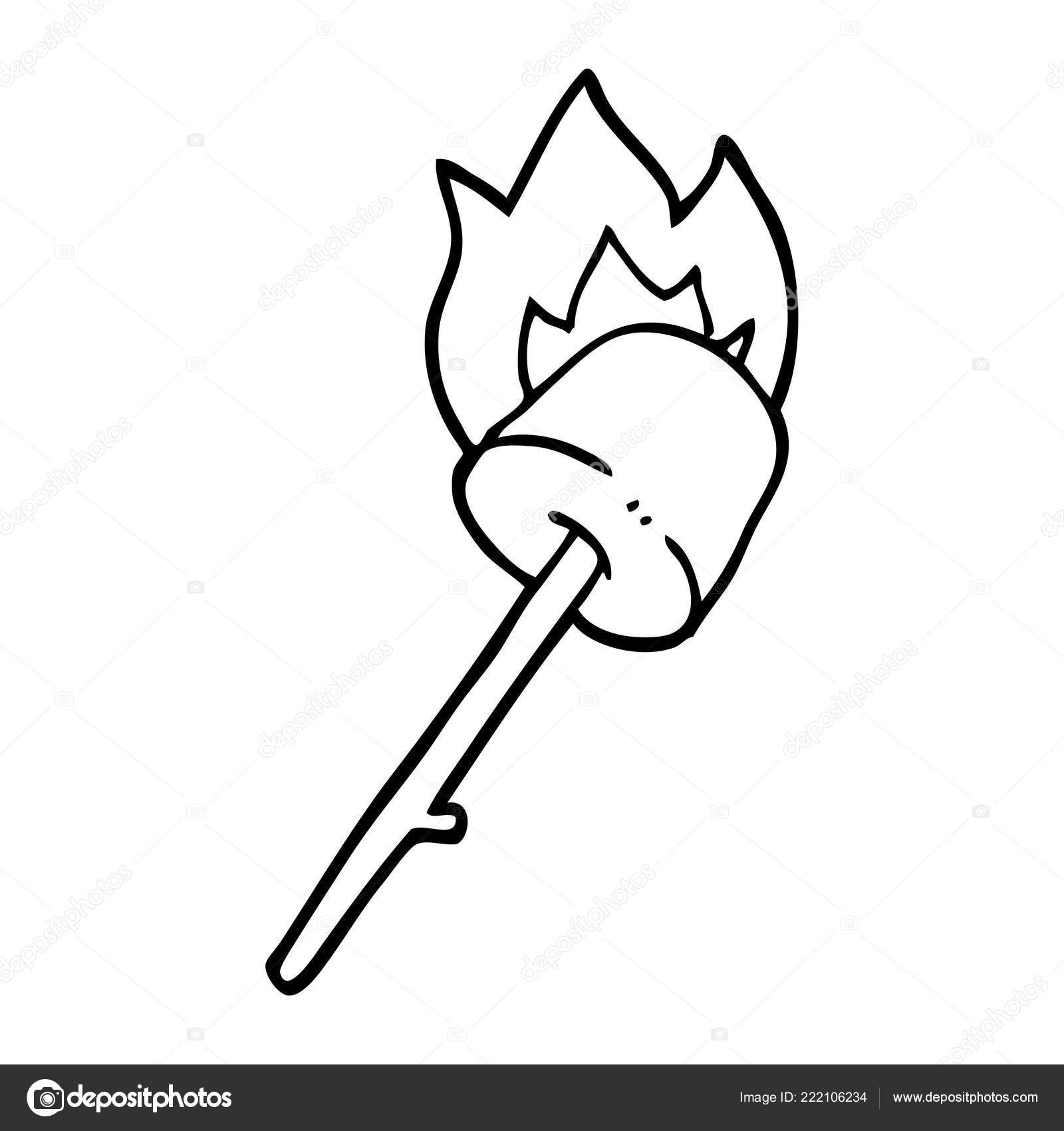Line Drawing Cartoon Marshmallow Stick Stock Vector Image by