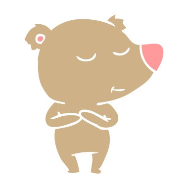 mutlu düz renk tarzı çizgi film ayı