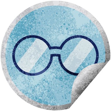 Gözlük grafik vektör çizim dairesel etiket