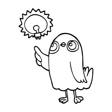 harika bir fikir kuşla siyah beyaz çizgi film